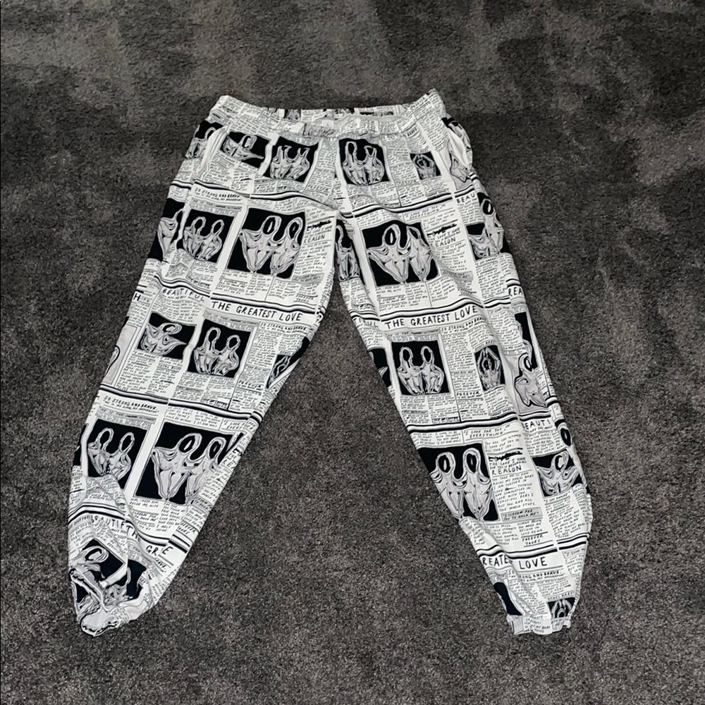 Patrick Church- Black and White Collage Print Joggers